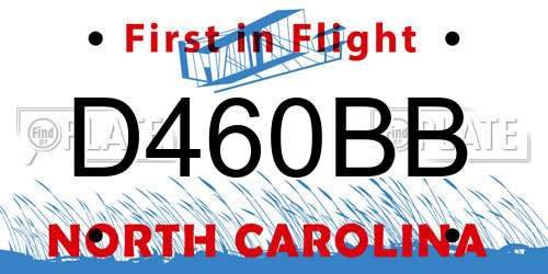 D460BB North Carolina License Plate