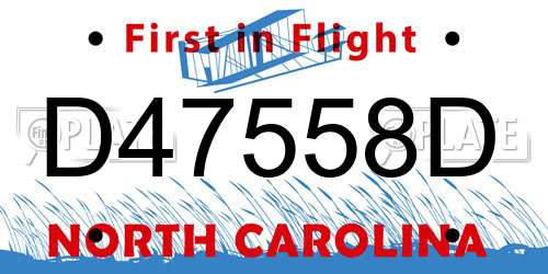D47558D North Carolina License Plate