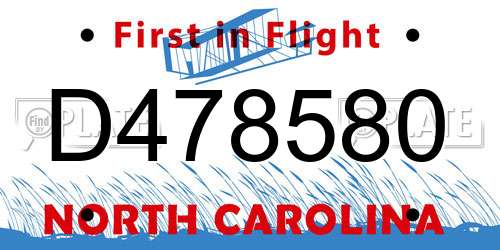 D478580 North Carolina License Plate