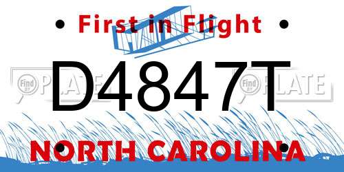 D4847T North Carolina License Plate