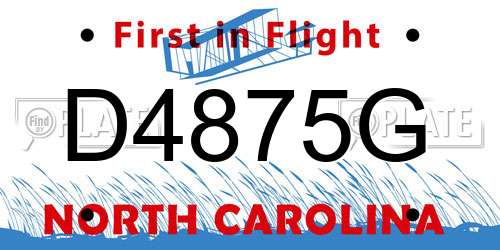 D4875G North Carolina License Plate