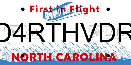 D4RTHVDR North Carolina License Plate