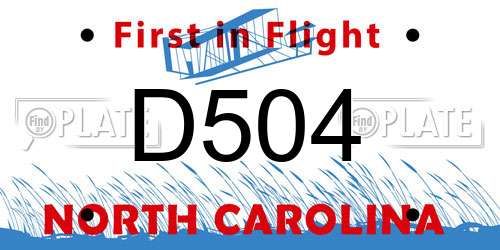 D504 North Carolina License Plate