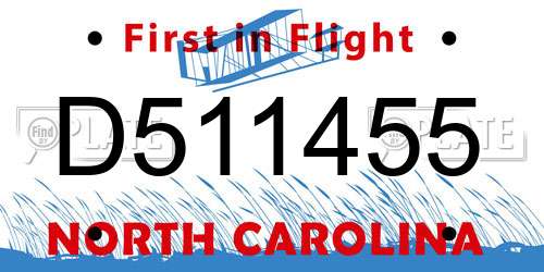 D511455 North Carolina License Plate