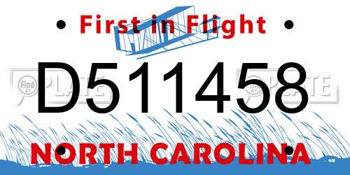 D511458 North Carolina License Plate