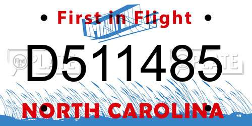 D511485 North Carolina License Plate