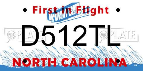 D512TL North Carolina License Plate