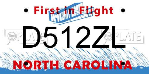 D512ZL North Carolina License Plate