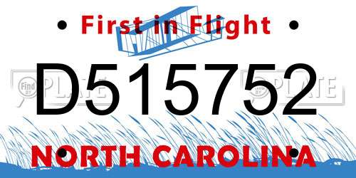 D515752 North Carolina License Plate