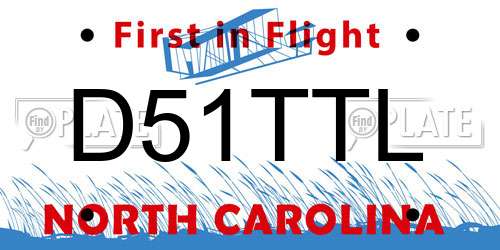 D51TTL North Carolina License Plate