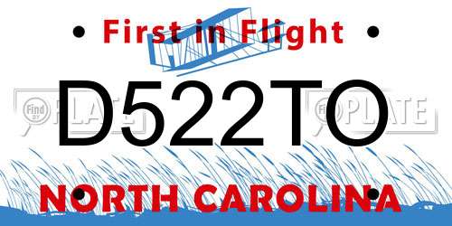 D522TO North Carolina License Plate