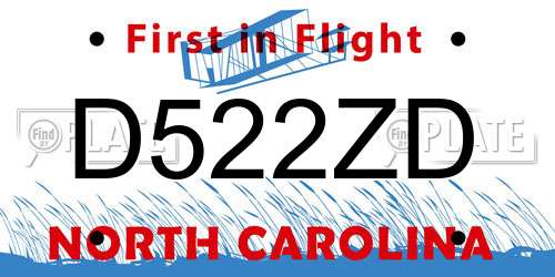 D522ZD North Carolina License Plate
