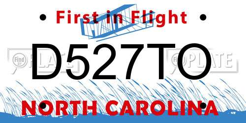D527TO North Carolina License Plate
