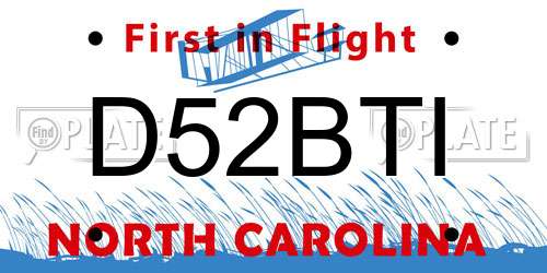 D52BTI North Carolina License Plate