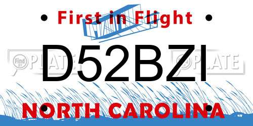 D52BZI North Carolina License Plate