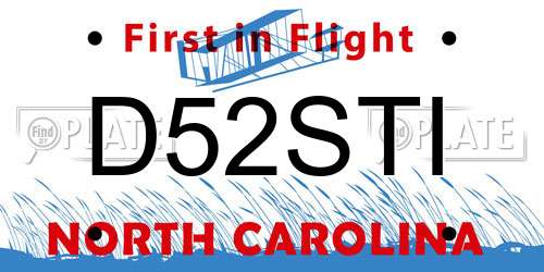D52STI North Carolina License Plate