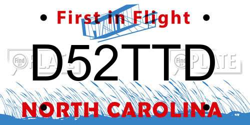 D52TTD North Carolina License Plate