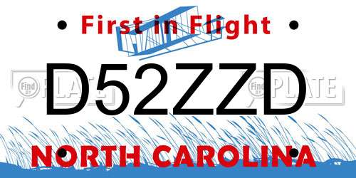 D52ZZD North Carolina License Plate