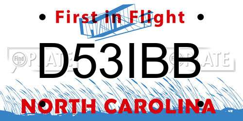D53IBB North Carolina License Plate