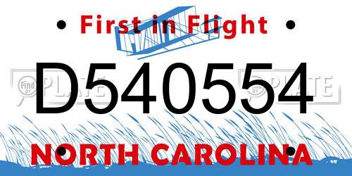 D540554 North Carolina License Plate