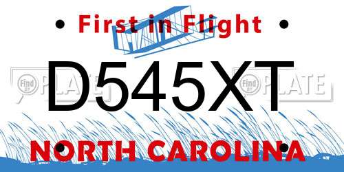D545XT North Carolina License Plate