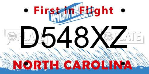 D548XZ North Carolina License Plate