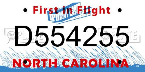 D554255 North Carolina License Plate