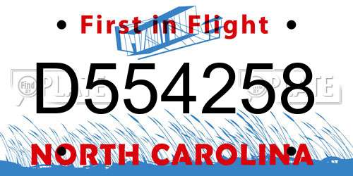 D554258 North Carolina License Plate