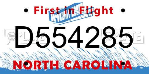 D554285 North Carolina License Plate