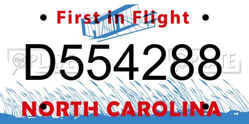 D554288 North Carolina License Plate