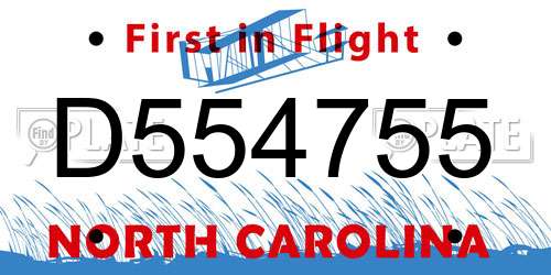 D554755 North Carolina License Plate