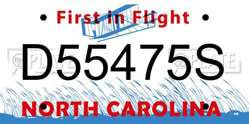 D55475S North Carolina License Plate