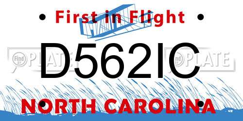 D562IC North Carolina License Plate