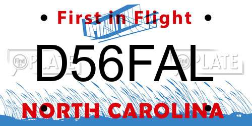 D56FAL North Carolina License Plate
