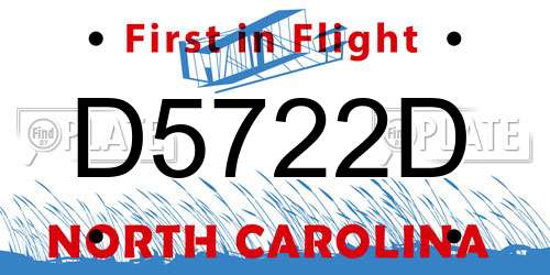 D5722D North Carolina License Plate