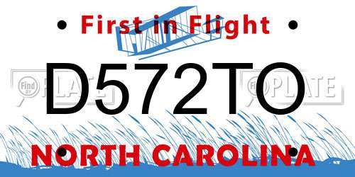 D572TO North Carolina License Plate
