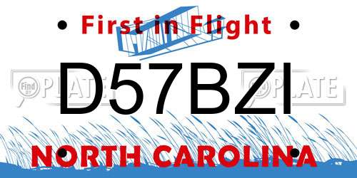 D57BZI North Carolina License Plate