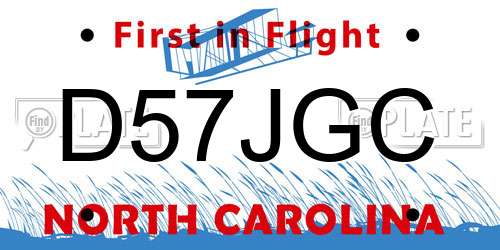 D57JGC North Carolina License Plate