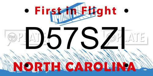 D57SZI North Carolina License Plate