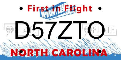 D57ZTO North Carolina License Plate