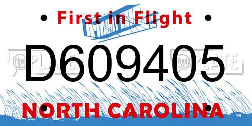 D609405 North Carolina License Plate