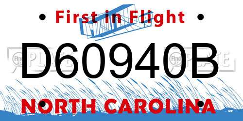 D60940B North Carolina License Plate
