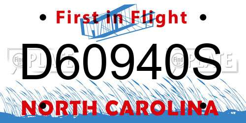 D60940S North Carolina License Plate