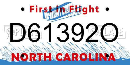 D61392O North Carolina License Plate