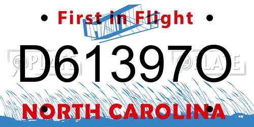 D61397O North Carolina License Plate