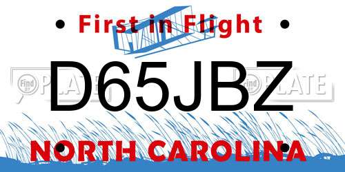 D65JBZ North Carolina License Plate