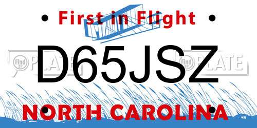 D65JSZ North Carolina License Plate