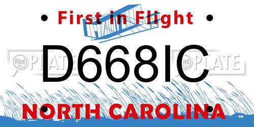 D668IC North Carolina License Plate