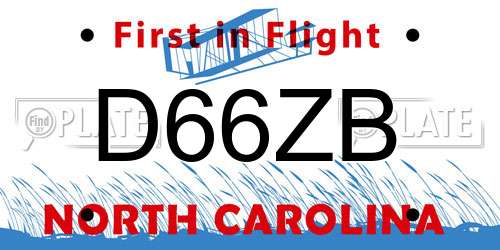 D66ZB North Carolina License Plate