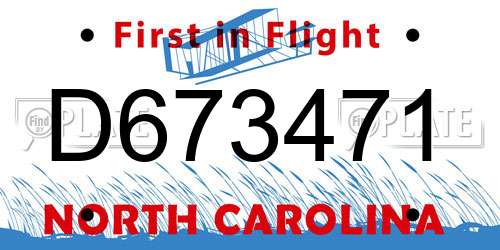 D673471 North Carolina License Plate